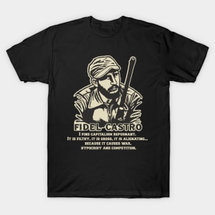 Fidel Castro's Anti-Capitalism Stance - Portrait Art T-Shirt